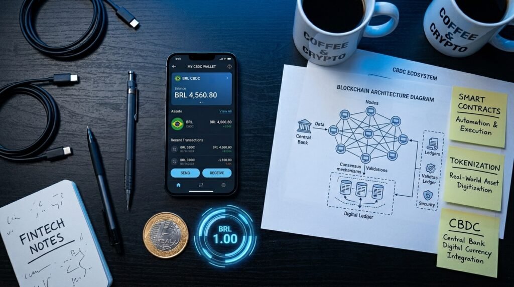 Composição financeira que ilustra drex