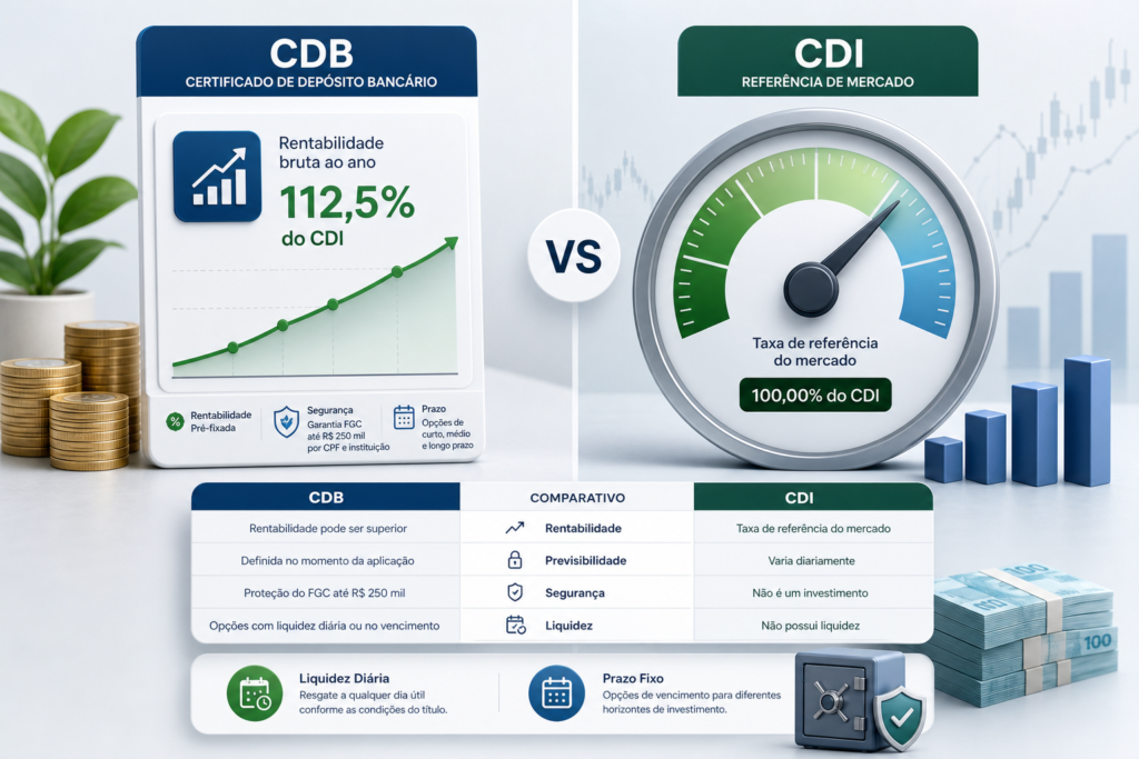 Composição financeira que ilustra cDB e CDI