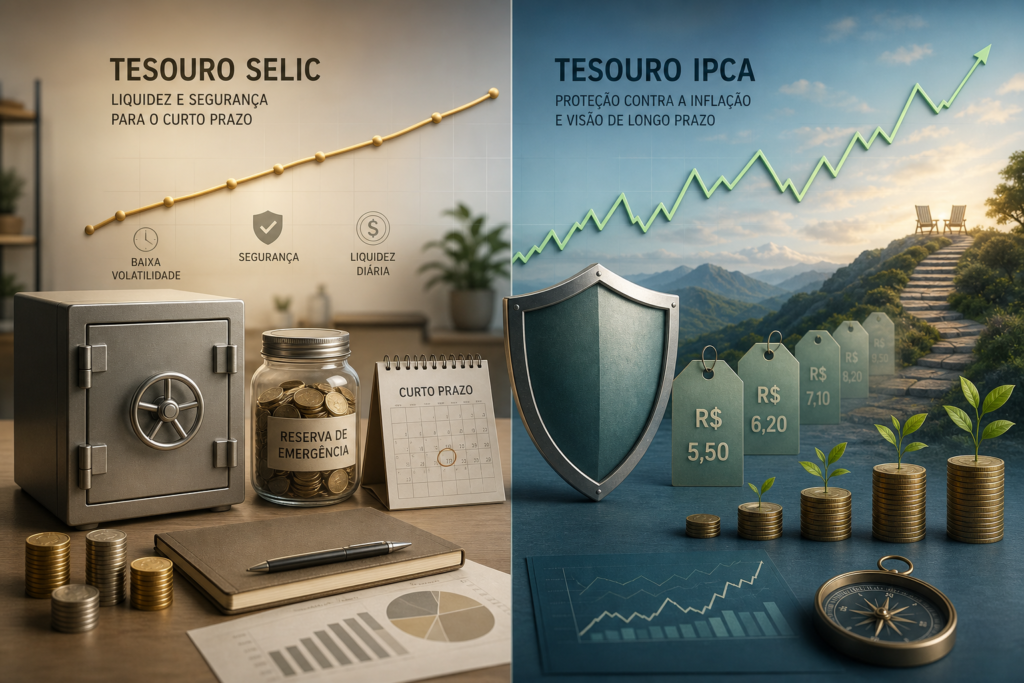 Imagem conceitual que abre o guia sobre tesouro Selic ou Tesouro IPCA