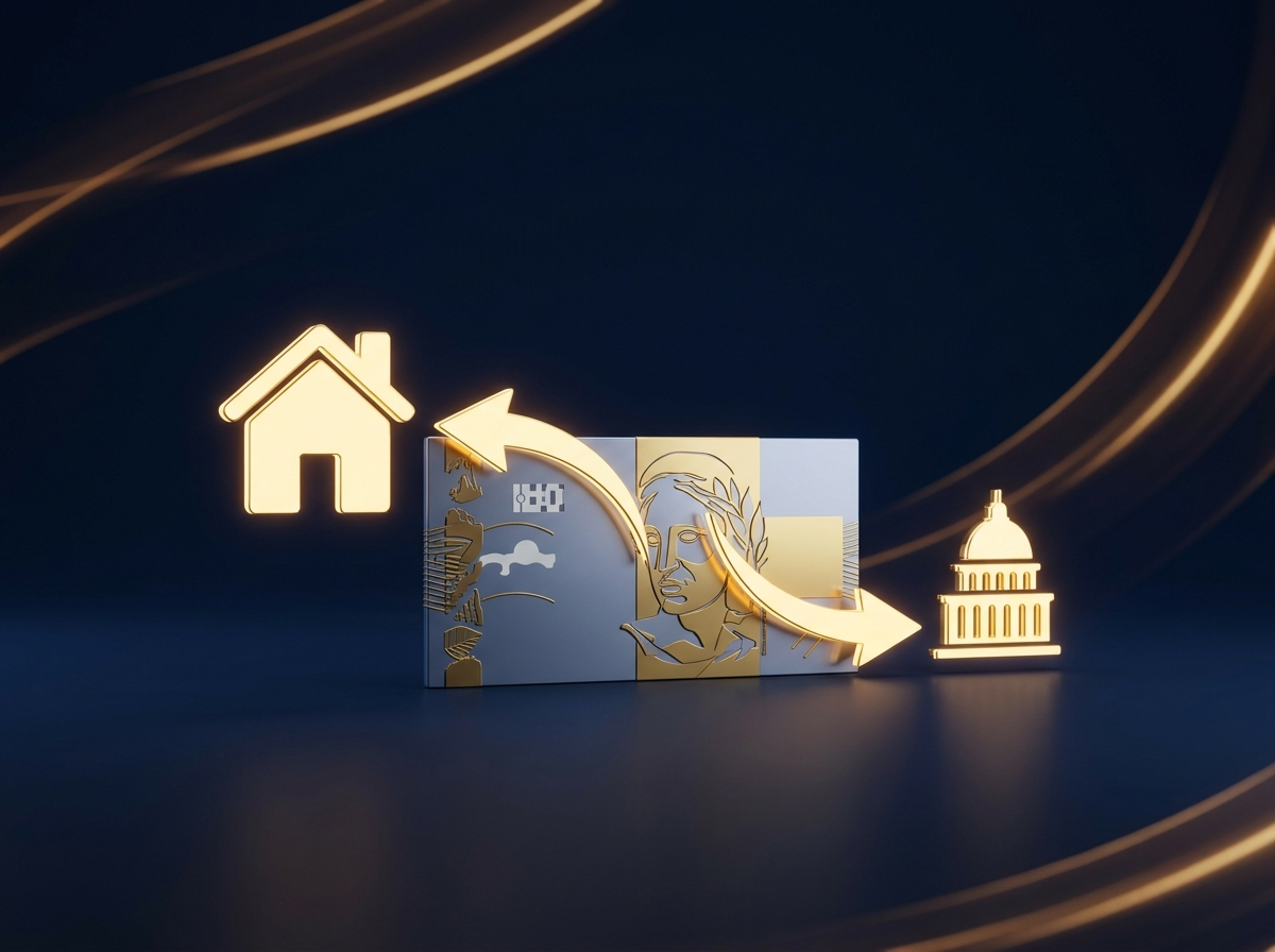 Ilustracao de nota de real dividida em duas partes representando descontos de INSS e Imposto de Renda no salario